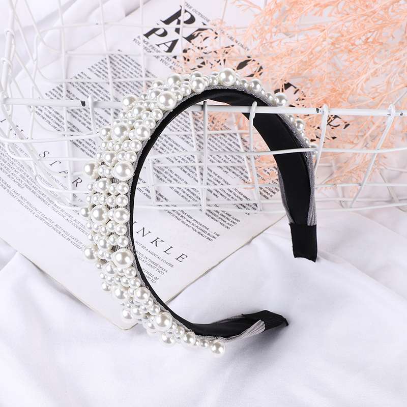 Corduroy Studded Pearl Headband Selling Head Buckle details Picture