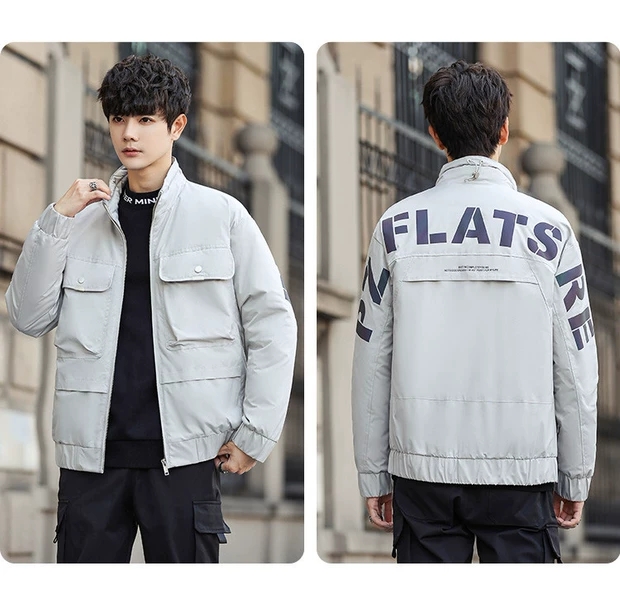 Winter new men's light and short down jacket, white duck down stand-up collar men's trendy and fashionable down jacket Item Picture