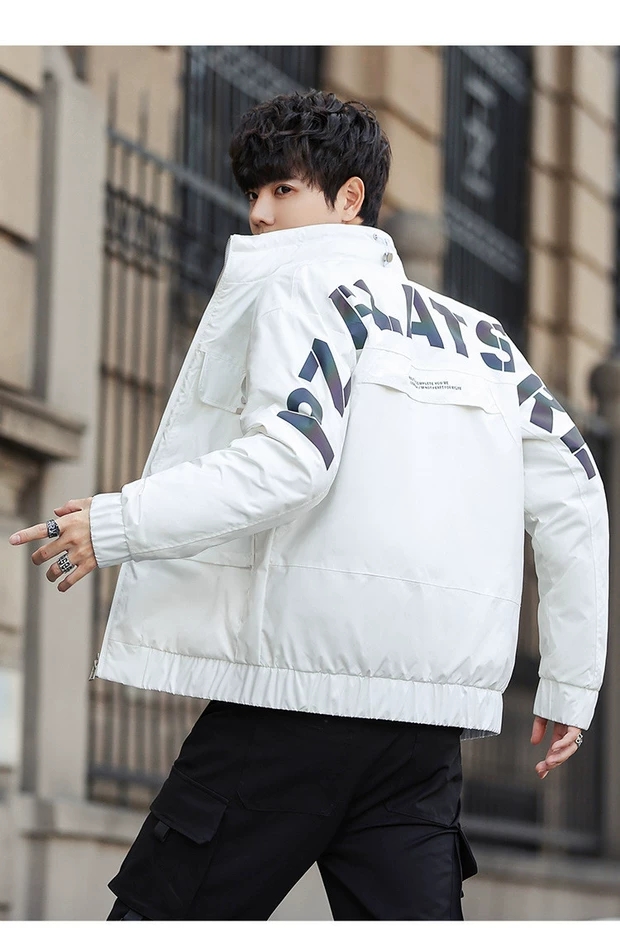 Winter new men's light and short down jacket, white duck down stand-up collar men's trendy and fashionable down jacket