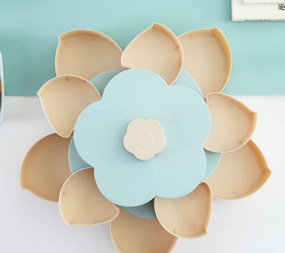 花漾旋转果盒 家用结婚塑料花型五格糖果盒细节图