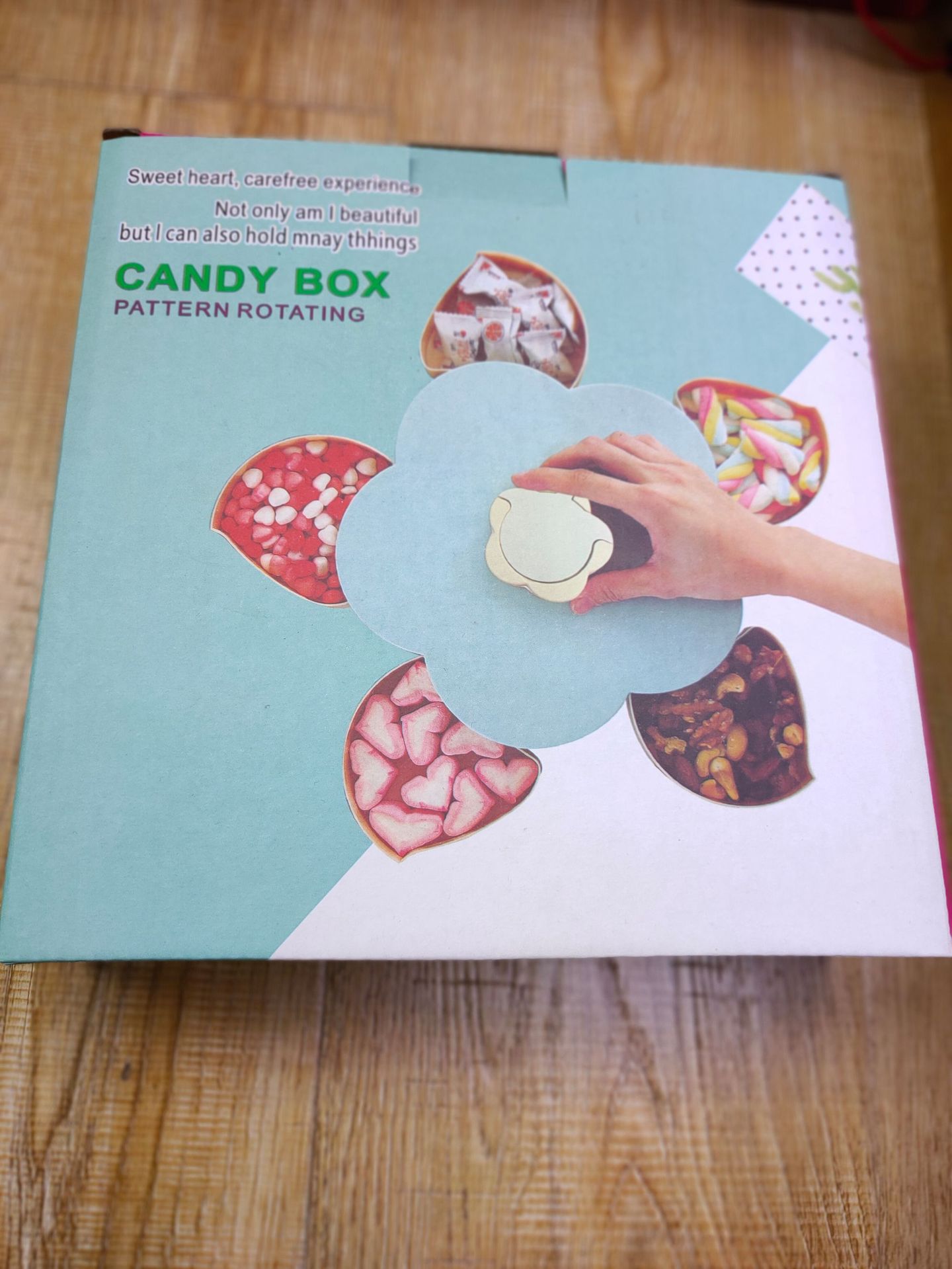 花漾旋转果盒 家用结婚塑料花型五格糖果盒详情图8