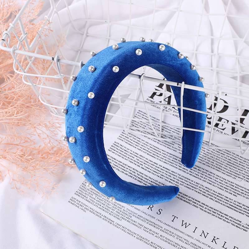 Flannelette Studded With Small Pearl Sponge Headband undefined
