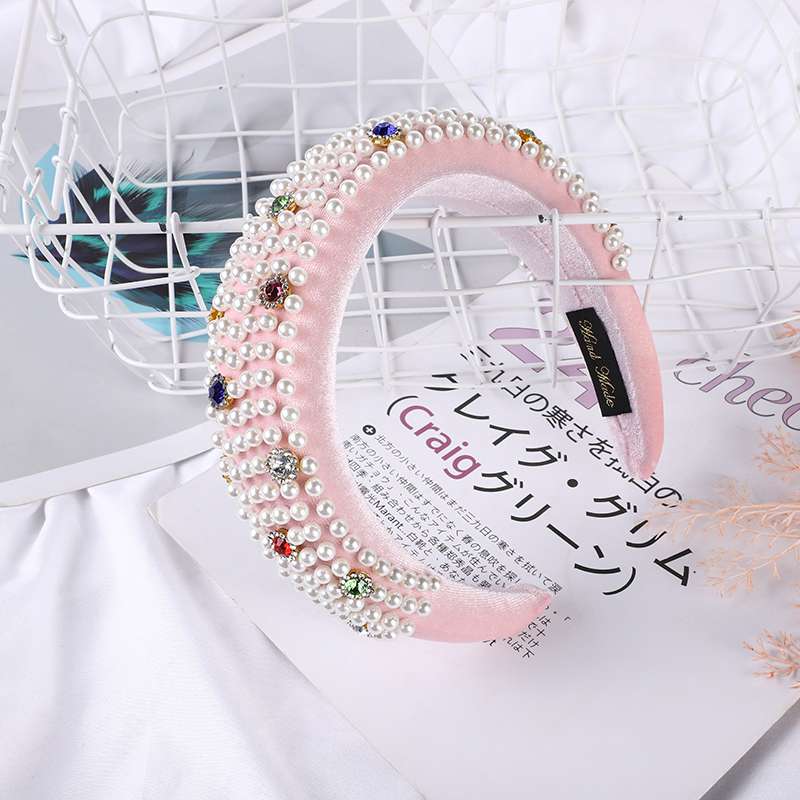 Velvet Studded Pearl And Drill Sponge Head Hoop European And American Style Head Buckle Application Scenario