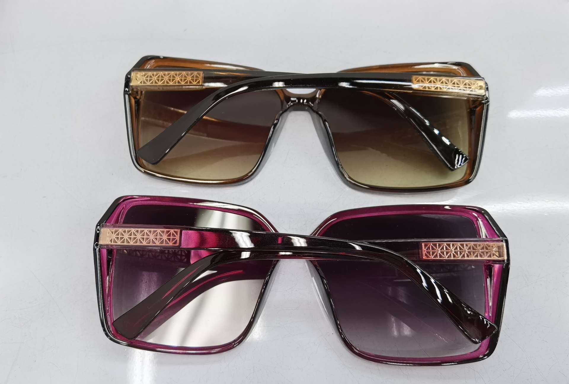 YS 6004 model needs to be ordered for customization. 2020 new style hinged foot fashionable men's and women's trendy sunglasses, UV protection sunglasses, bright black, double gray, transparent tea, double tea, transparent pink, transparent gray, transparent purple can be mixed undefined