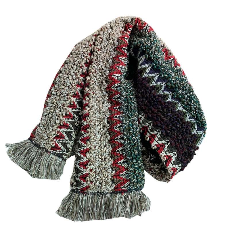 Otoño invierno étnica bufanda geométrica color flecos vintage punto engrosado chal mujer boho chic viajes