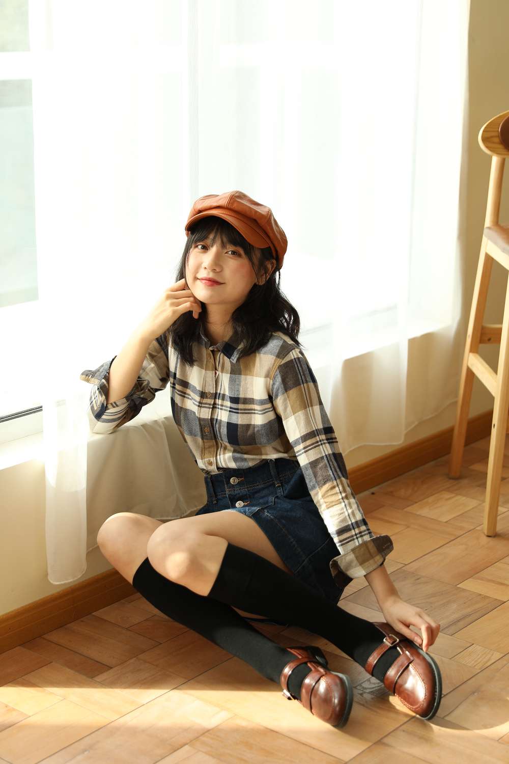 棉竖条小腿袜细节图