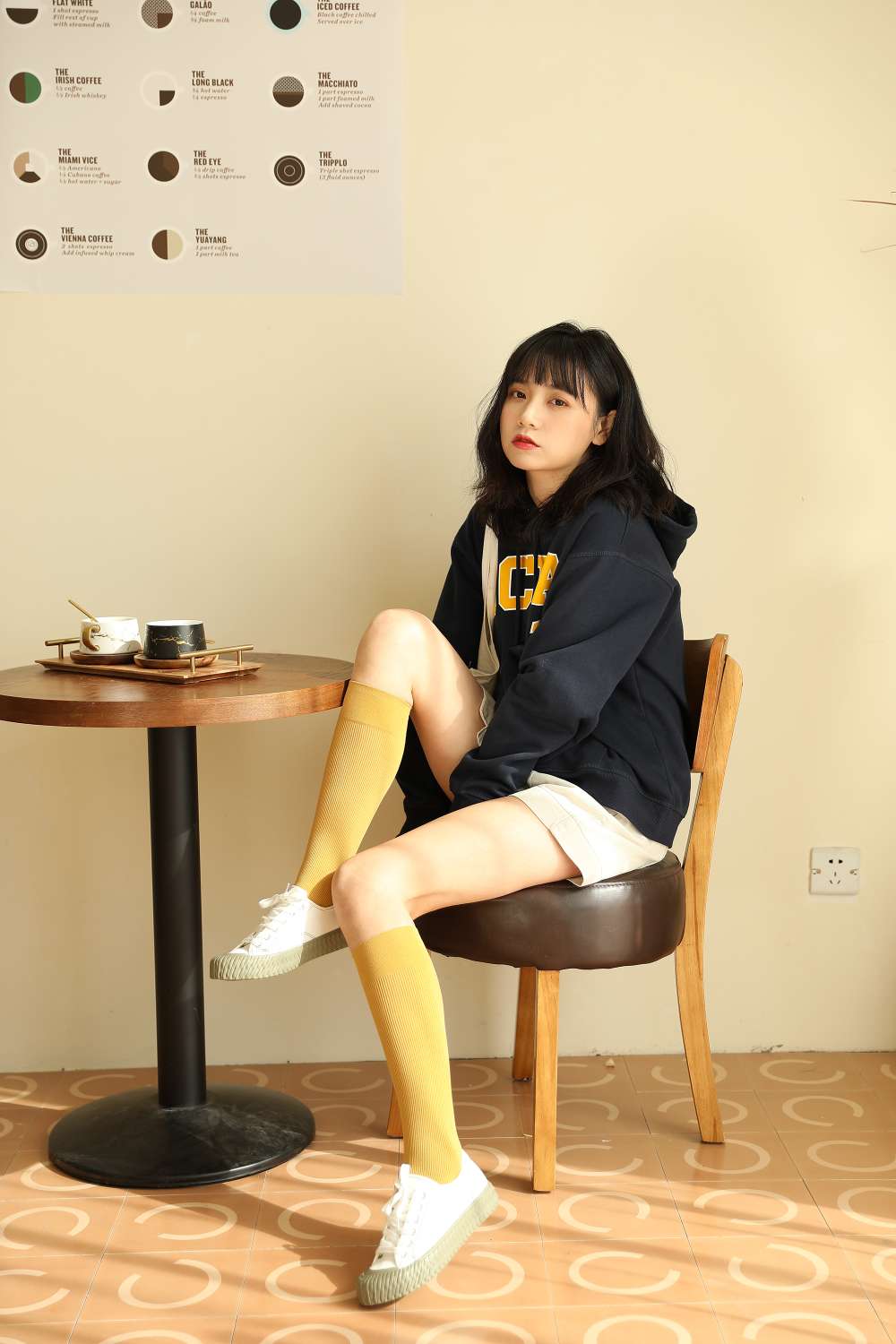 棉竖条小腿袜产品图