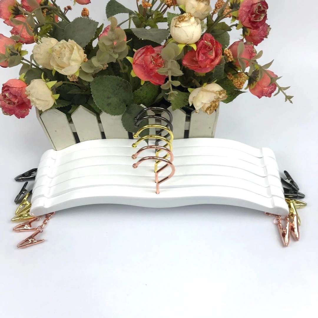 【批发】白色实木内衣架服装店加粗防滑内衣挂内裤文胸架子女士内衣撑夹子