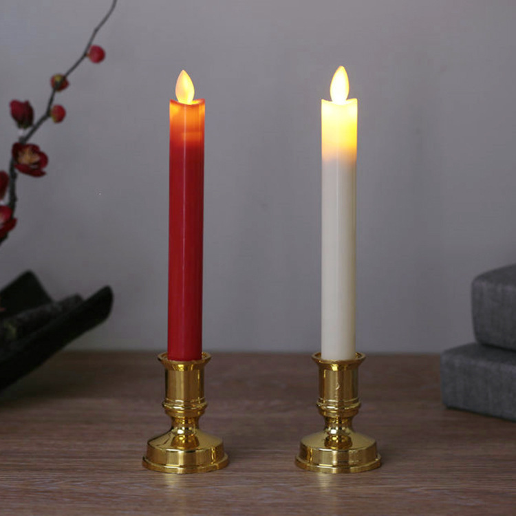 New wax led candle light with base support rod simulation flame electronic candle wedding atmosphere decoration supplies thumbnail