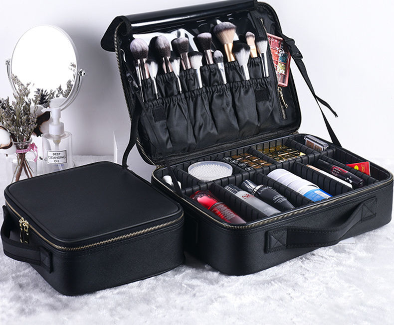 化妆包女便携ins手提大容量多层专业化妆品收纳美甲纹绣工具箱详情图2