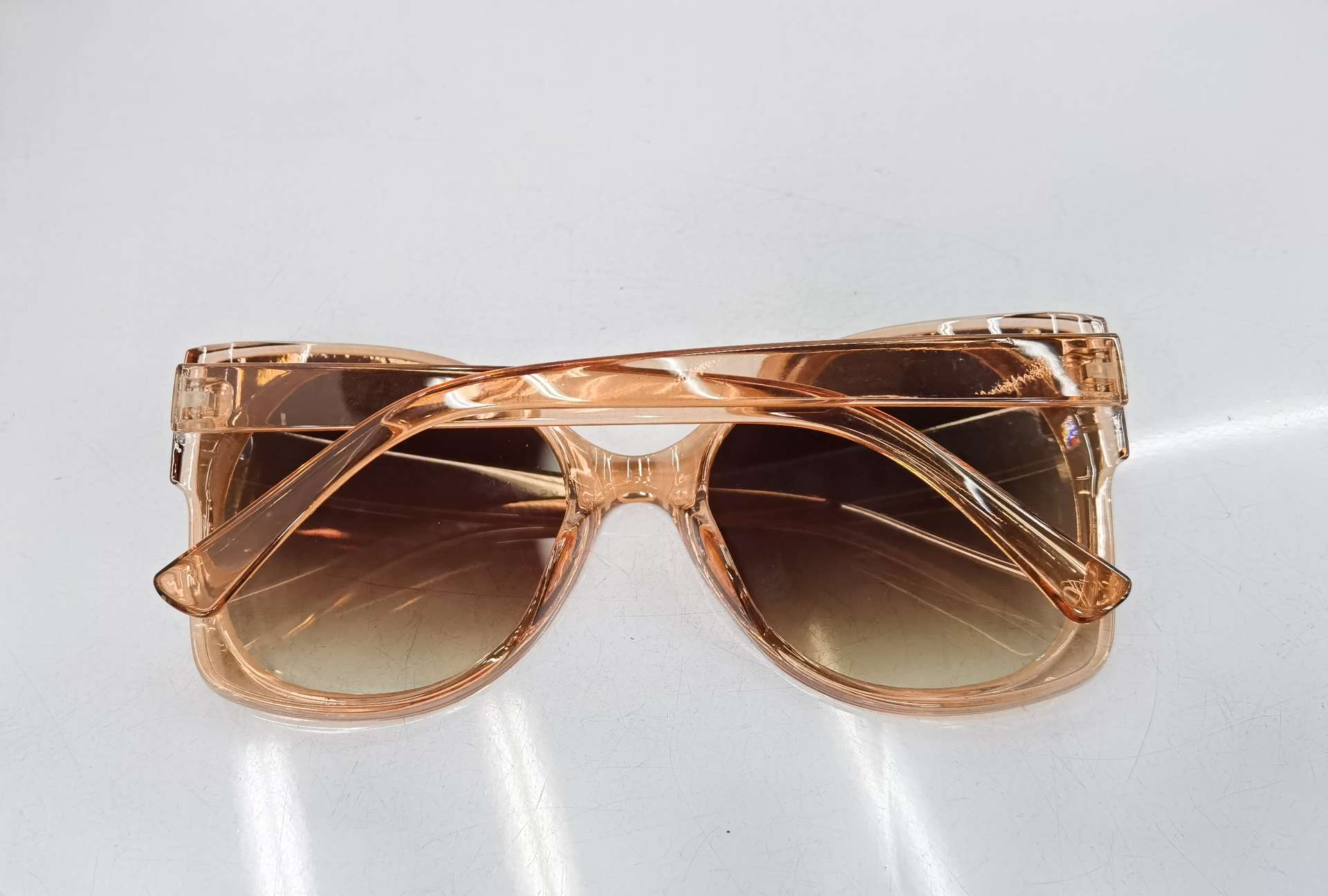 YS B33 model needs to be ordered for customization. 2020 new plastic teeth and feet fashion men and women's trendy UV-resistant sunglasses, bright black, double gray, transparent tea, double tea, transparent gray/purple/blue/pink, coated with real film +1.0 yuan detail image 4