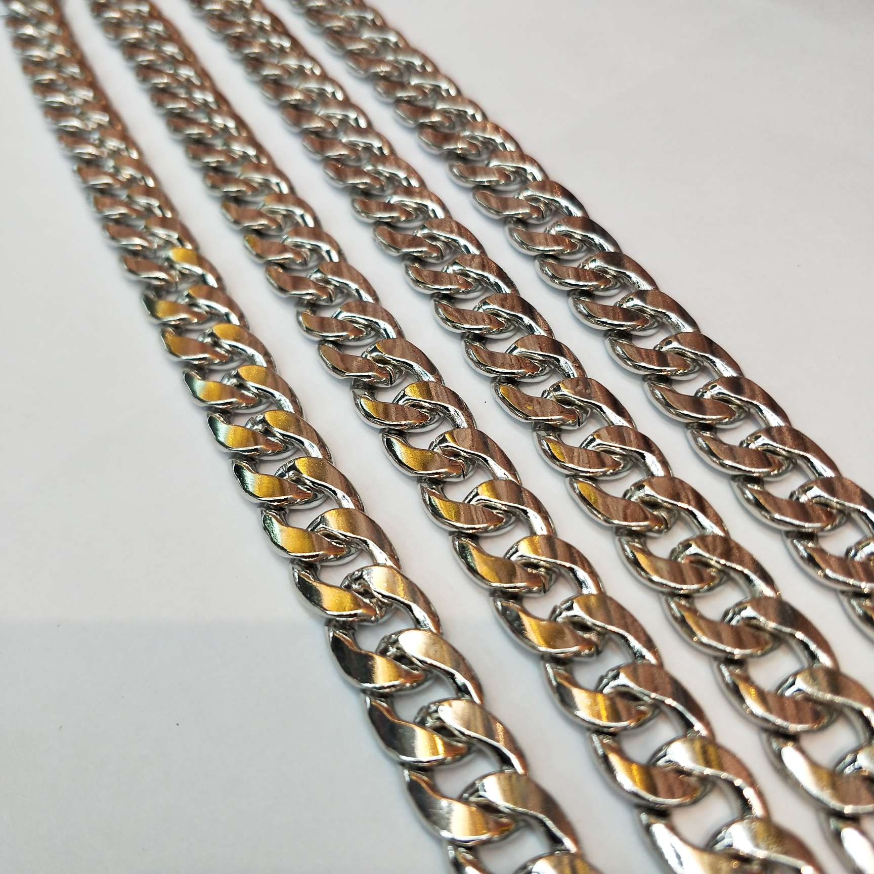 NK iron chain flat surface 10mm wide electroplated white K necklace for men undefined