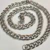 NK round grinding chain 9 mm wide and 55 cm long electroplated white K necklace details Picture