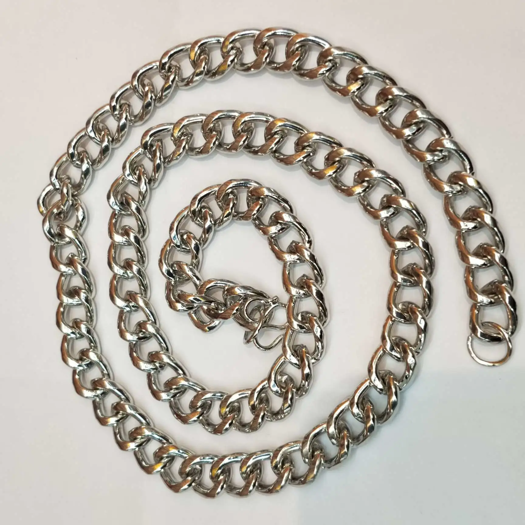 NK round grinding chain 9 mm wide and 55 cm long electroplated white K necklace detail image 5
