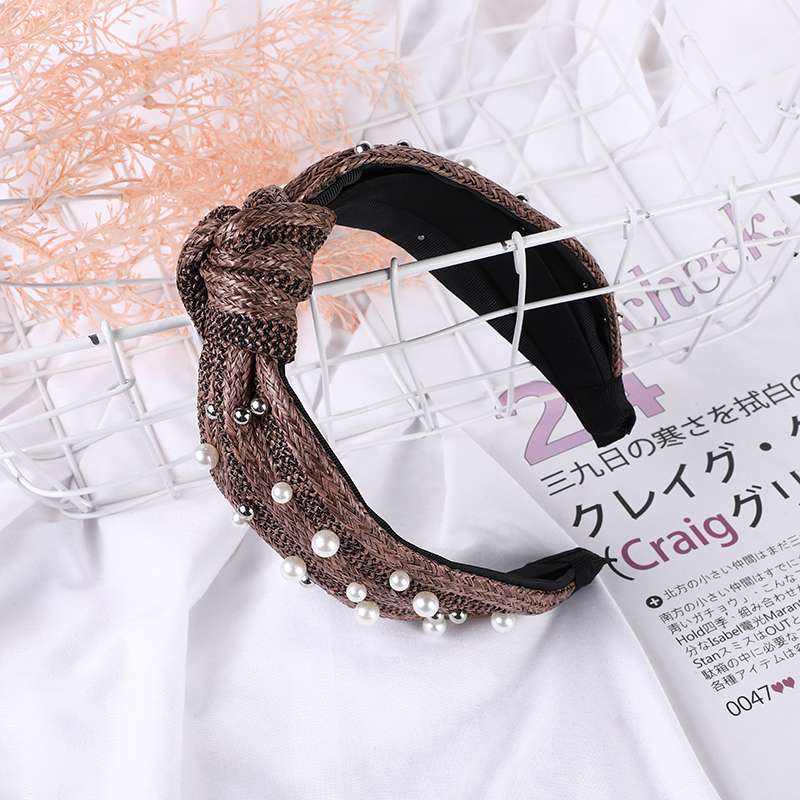 Woven Fabric, Beaded And Knotted Headband undefined