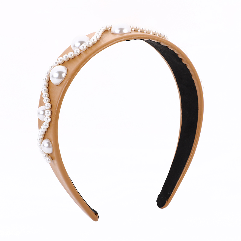 Leather Studded Pearl Headband undefined