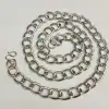 Wholesale of 50-centimeter-long O-shaped electroplated white K necklaces for men details Picture