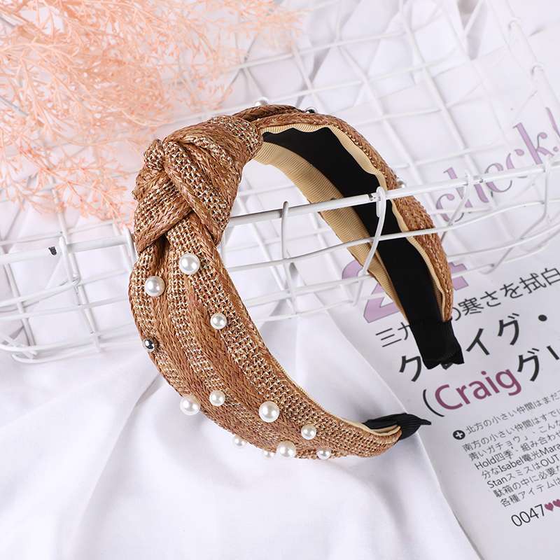 Woven Fabric, Beaded And Knotted Headband Item Picture
