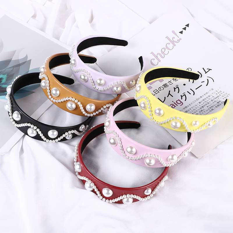 Leather Studded Pearl Headband