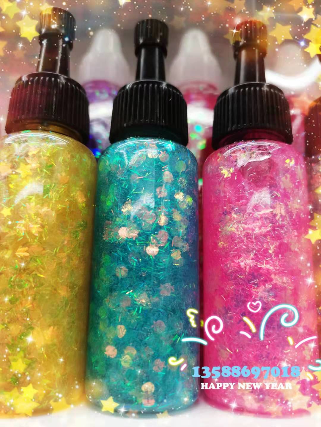 新款125ML幻彩粗粉胶手工制作圣诞礼物专用细节图