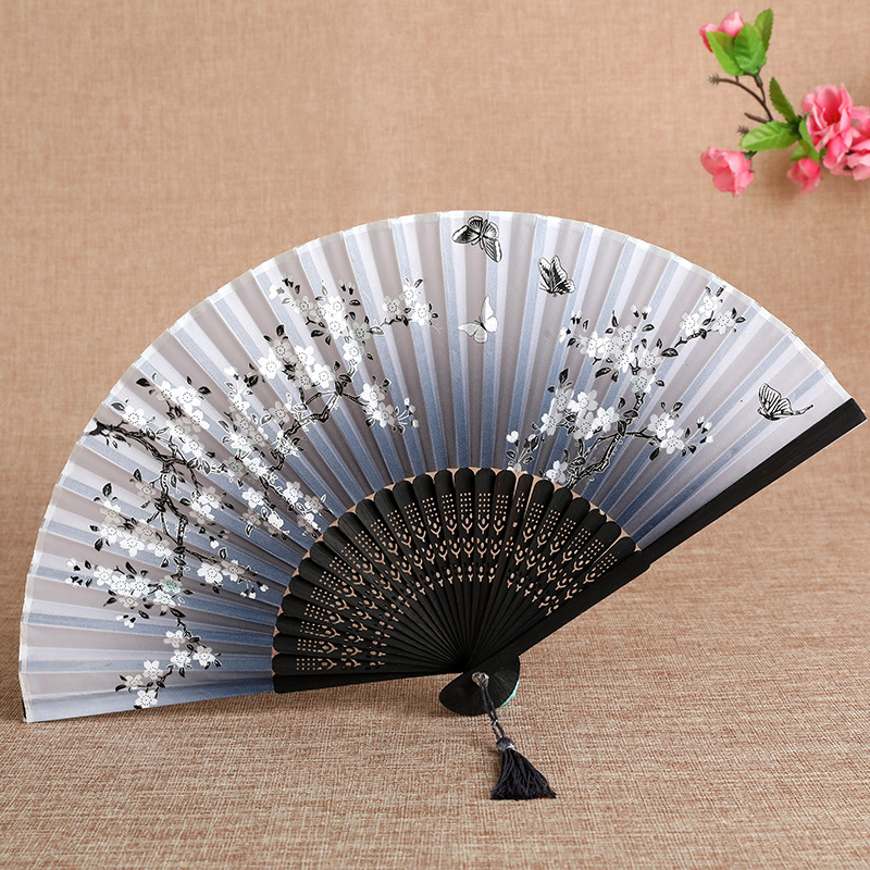 义乌直销夏季竹制磨削手工雕刻家居摆件日式折扇女士一笑详情图8