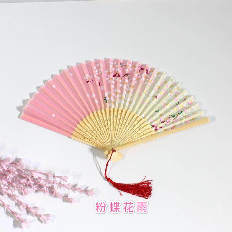 新款一笑扇女折扇中国风复古风日韩扇子竹艺详情16