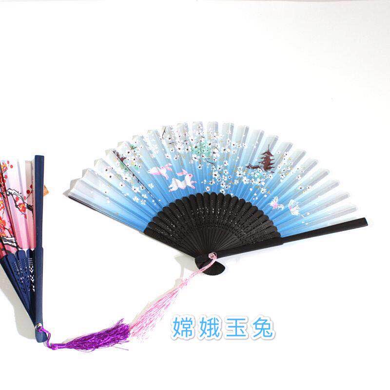 义乌直销夏季竹制磨削手工雕刻家居摆件日式折扇女士一笑详情图12