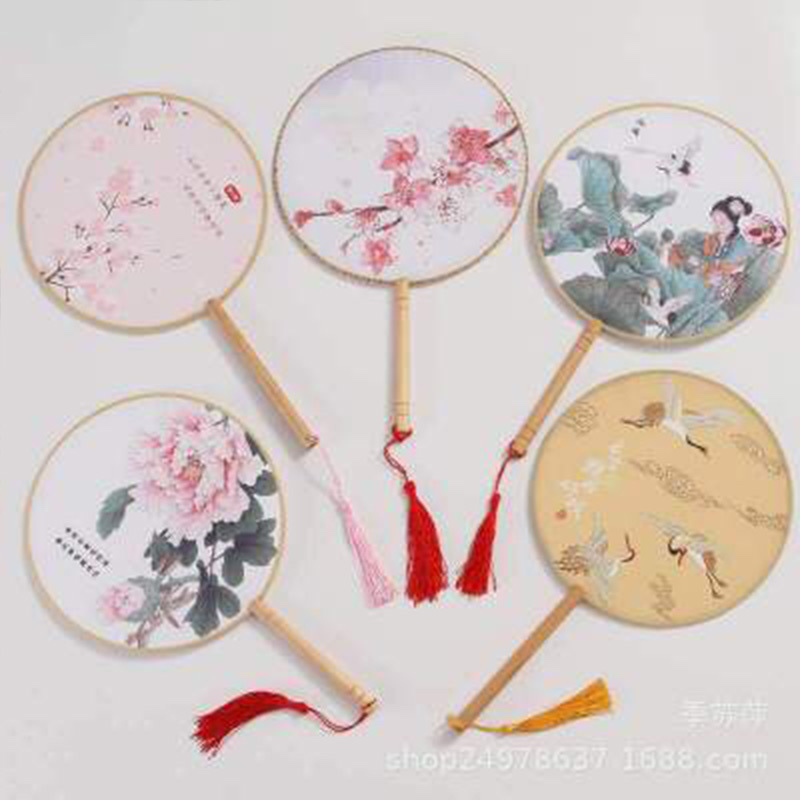 团扇子宫廷扇21cm古风圆形流苏汉服舞蹈古典扇详情图8