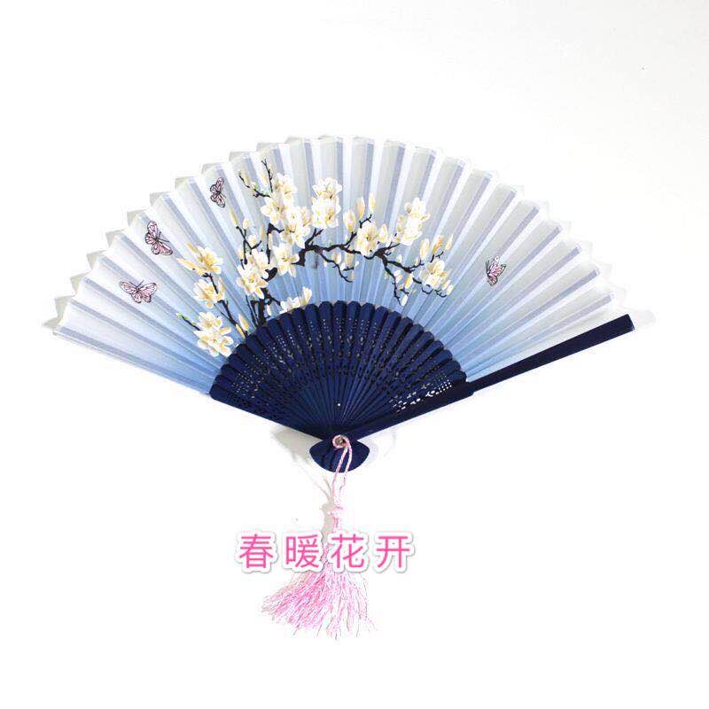 义乌直销夏季竹制磨削手工雕刻家居摆件日式折扇女士一笑详情图14