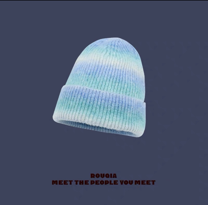 The new cashmere knitted cap is the same as the rainbow gradient warm woolen cap worn by Han Huohuo. It's a trendy and sweet look detail image 7