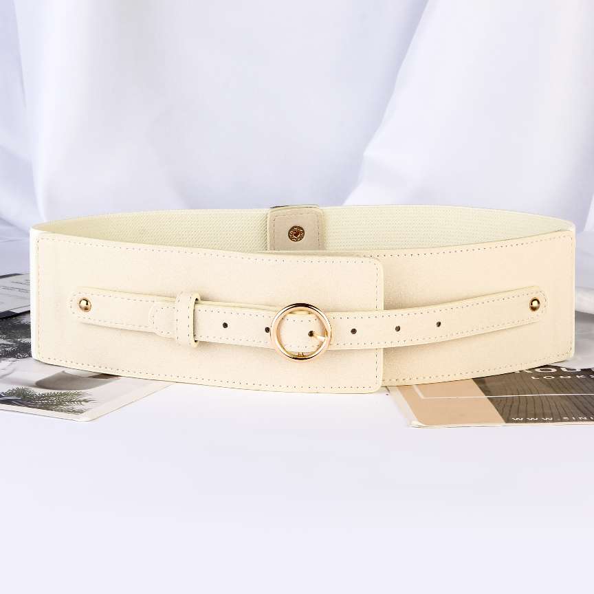 Factory Direct Sales Round Buckle Metal Women's Belt Elastic Elastic Belt Waist Seal New Fashion Trend All Kinds Of Belt Elastic Specification drawing