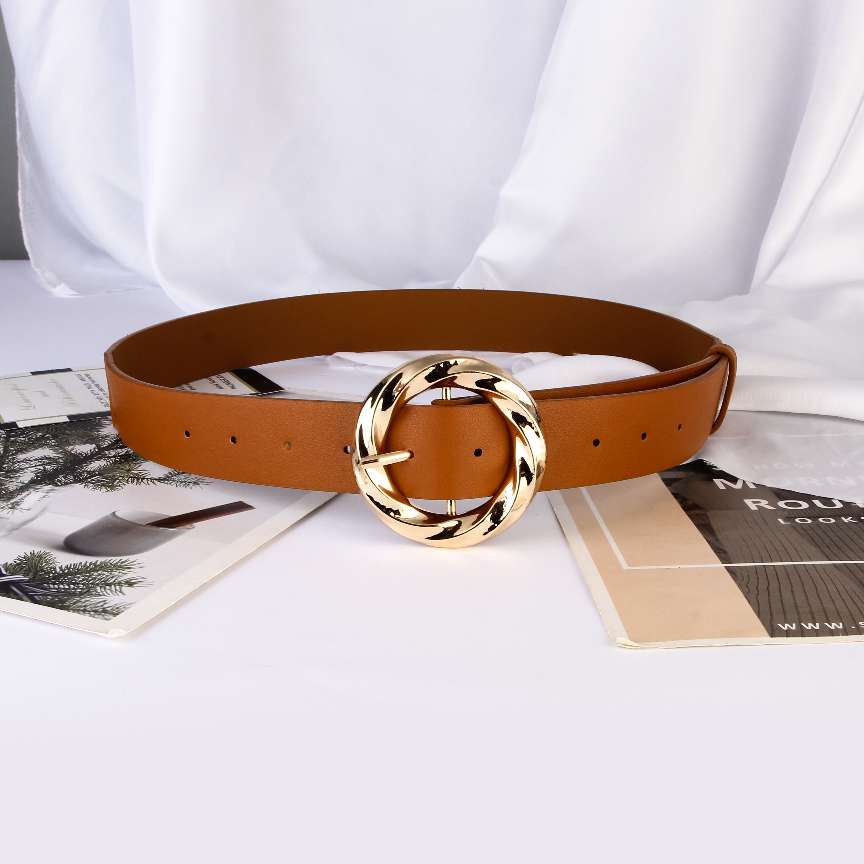 2021 New Fashion Big Buckle Belt Ladies Casual Fashion With Inch Shirt Jeans Simple Generous Belt Manufacturers Direct Spot Item Picture