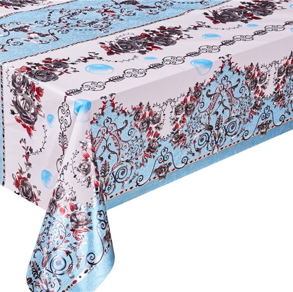 洗铝对花压纹桌布台布防水防油PVC纱线布