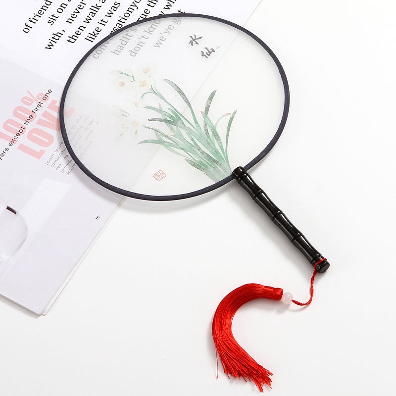 半透明中国风宫廷扇子汉服古风舞蹈团扇表演仿真丝详情图4