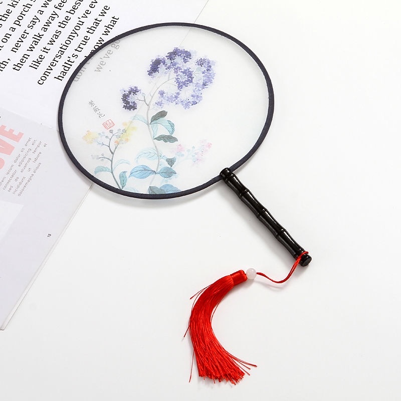 半透明中国风宫廷扇子汉服古风舞蹈团扇表演仿真丝详情图1