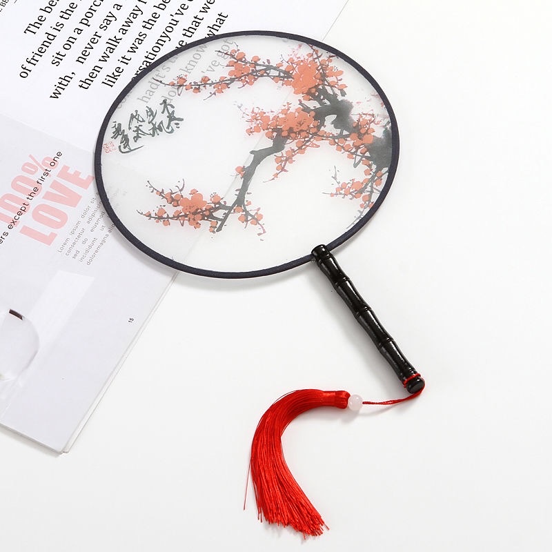 半透明中国风宫廷扇子汉服古风舞蹈团扇表演仿真丝详情图2