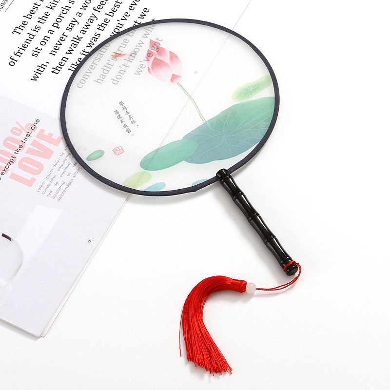 半透明中国风宫廷扇子汉服古风舞蹈团扇表演仿真丝详情图3