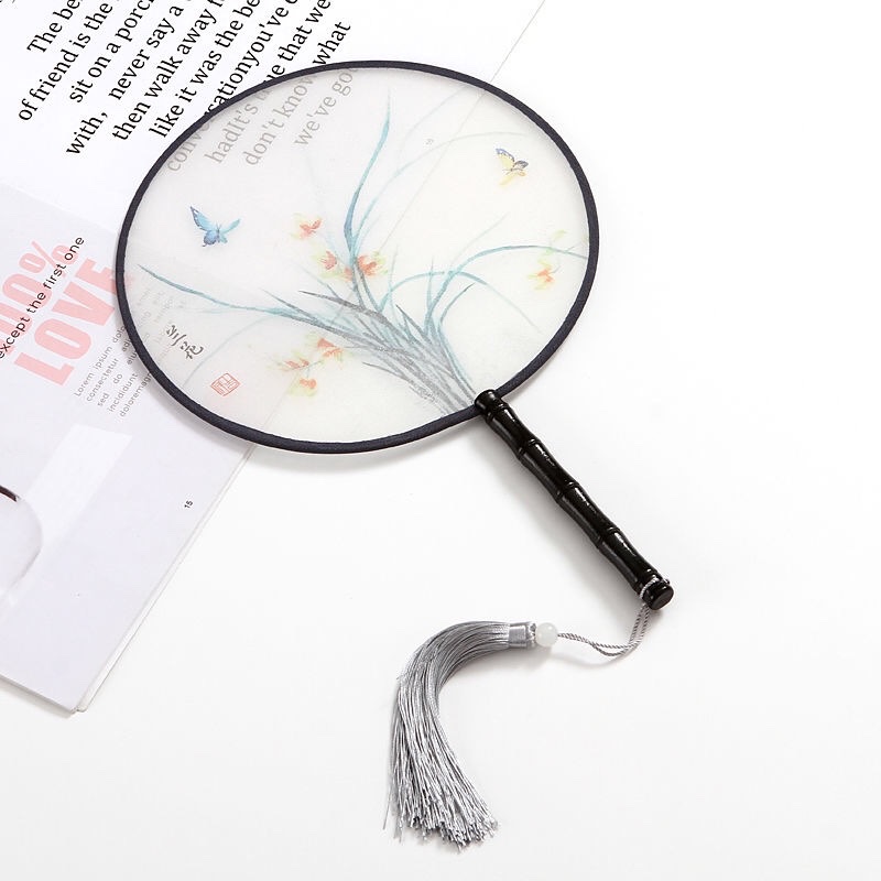 半透明中国风宫廷扇子汉服古风舞蹈团扇表演仿真丝详情图10