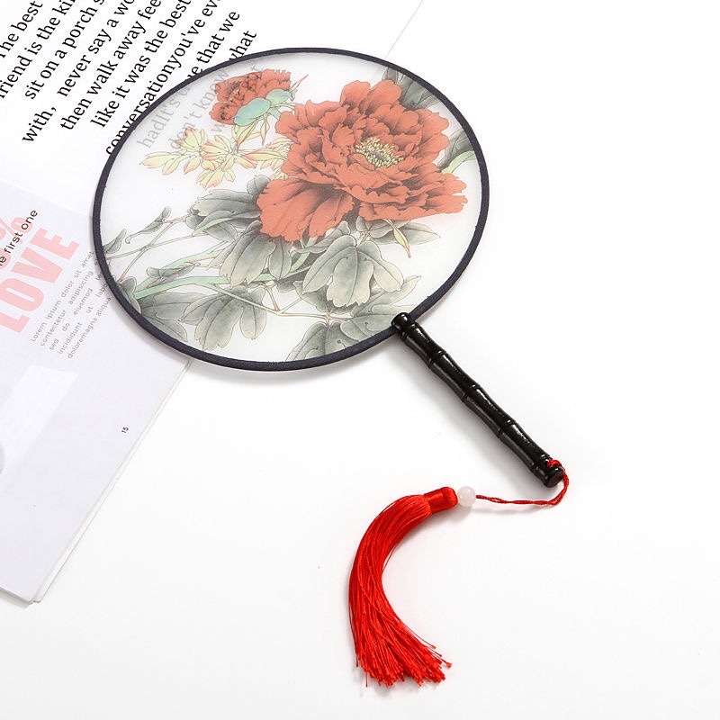 半透明中国风宫廷扇子汉服古风舞蹈团扇表演仿真丝详情图8