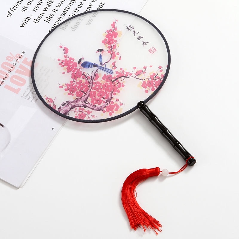 半透明中国风宫廷扇子汉服古风舞蹈团扇表演仿真丝详情图9