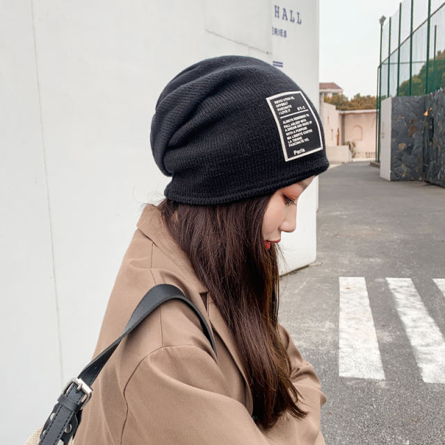 Women's autumn and winter patchwork knitted hat, warm ear-protecting headgear, cold hat, ins versatile, Korean-style casual woolen hat details Picture