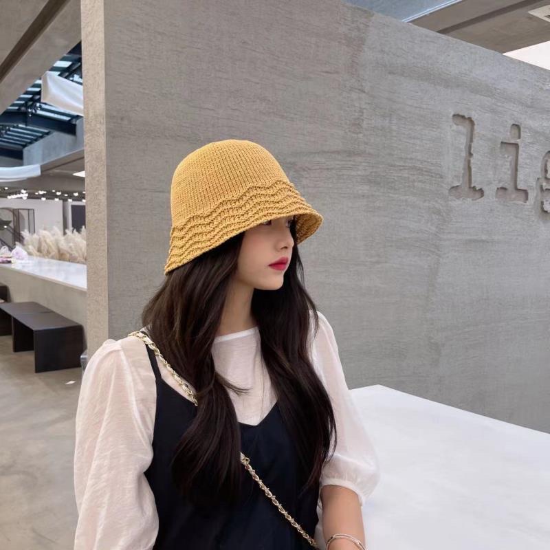 ins Fisherman hat female Internet celebrity Spring and Autumn New Korean style versatile and face-enhancing small Japanese wavy knitted bucket hat Application Scenario