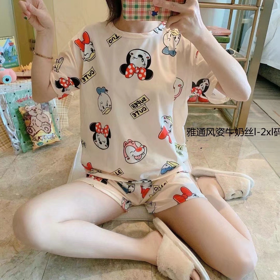 睡衣女夏季牛奶丝短袖短裤可爱两件套装卡通可爱薄款学生清新家居服详情图9
