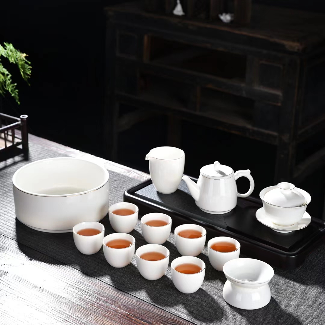 精品陶瓷羊脂玉茶具套装高档陶瓷茶具套装会客办公室茶具套装红松工艺陶李家034