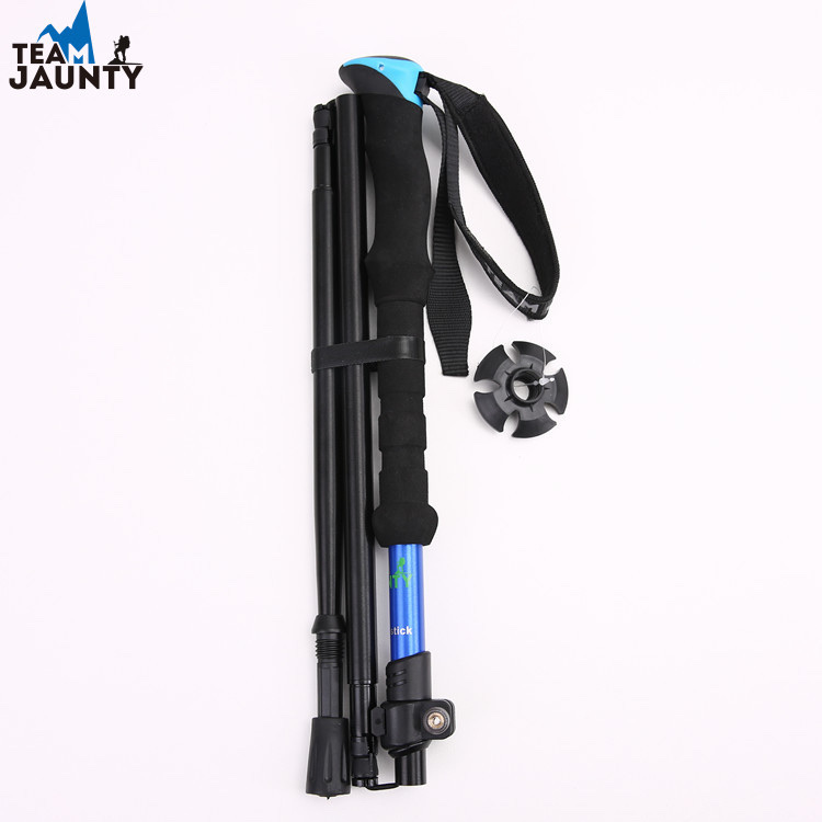 Hot-selling high-strength four-section telescopic folding short trekking poles EVA outdoor straight-handled poles with storage bags in stock Item Picture