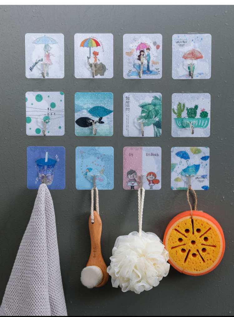Non-Punch Hook Adhesive Hook 7 Wall Hanging Wall Bearing Suction Cups Creative Cute Non-Trace Nail Dollar Store Specification drawing