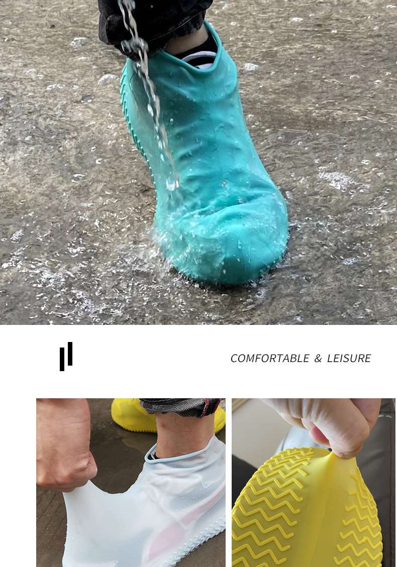 防水硅胶鞋套儿童小孩成人防雨脚套防滑加厚耐磨雨天男女雨鞋雨靴详情图2