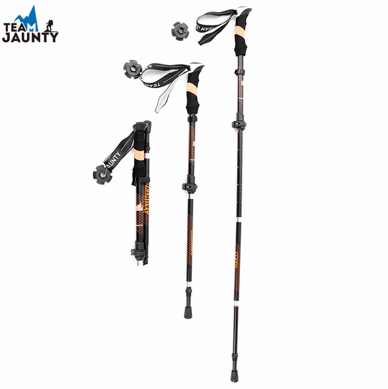 Cross-border new 2-section four-section retractable folding lock alpine pole 7075 alloy walking stick for outdoor hiking thumbnail
