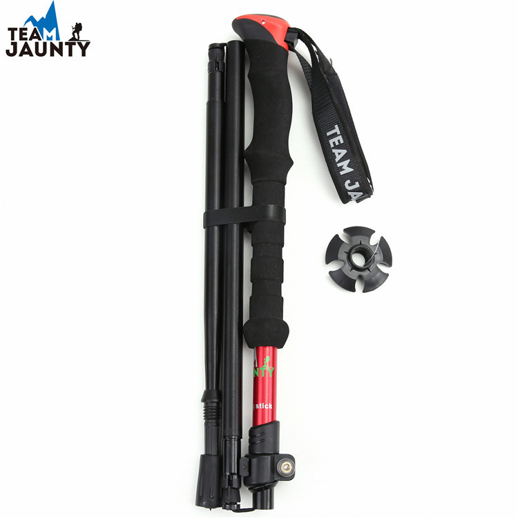 Hot-selling high-strength four-section telescopic folding short trekking poles EVA outdoor straight-handled poles with storage bags in stock Application Scenario