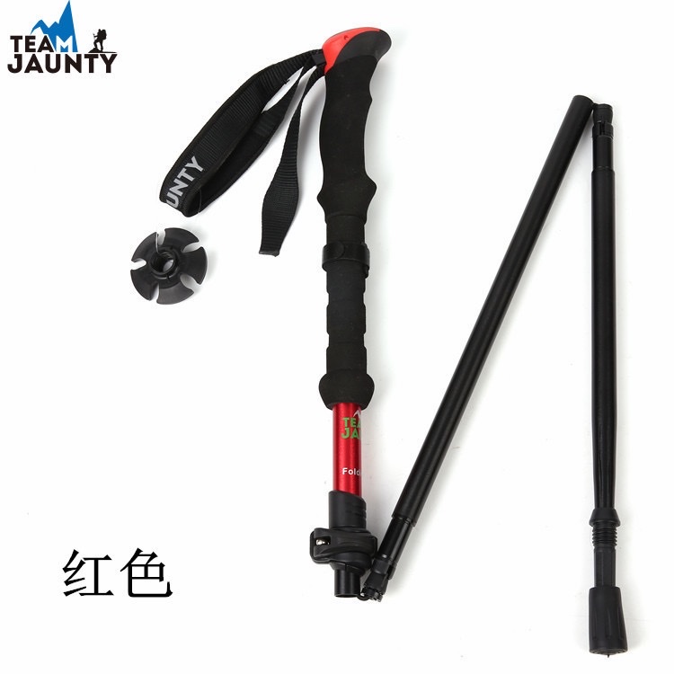 Hot-selling high-strength four-section telescopic folding short trekking poles EVA outdoor straight-handled poles with storage bags in stock pic 3